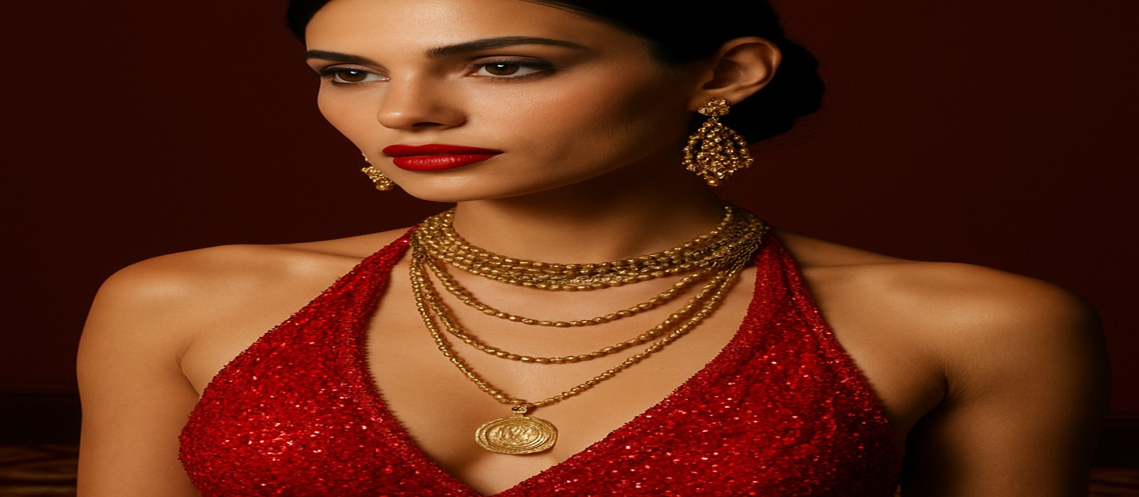 একজন নারী ডিলার একটি সুন্দর লাল পোশাক পরিধান করে good11 গেমিং প্ল্যাটফর্মের টেবিলে রয়েছেন