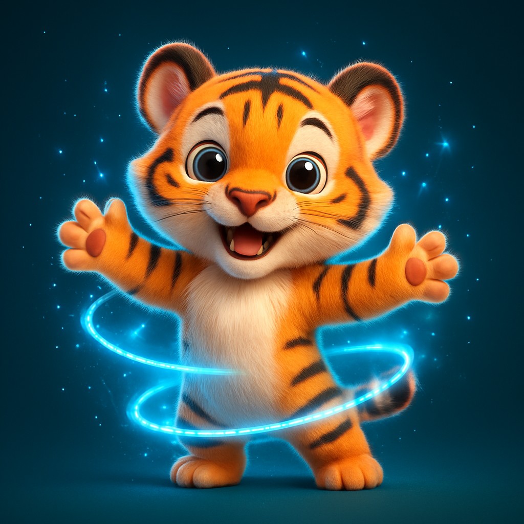একটি মিষ্টি কার্টুন টাইগার বাচ্চা good11-এ লগইন করার পরে জাদুকরী আলো ছড়িয়ে দেয়